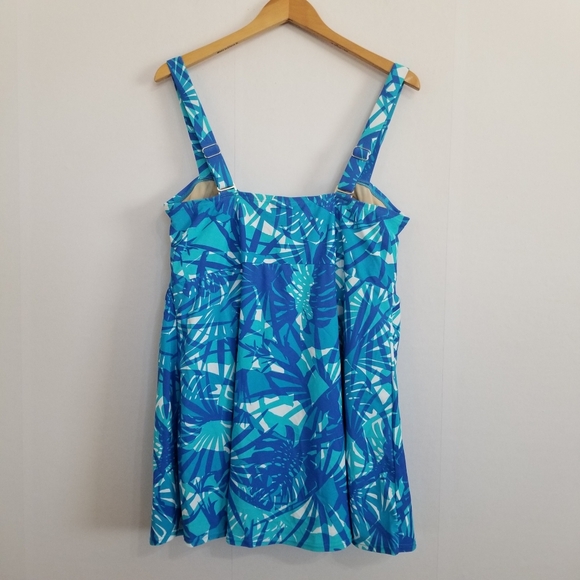 NWT Avenue Blue Tropical Print Swim Dress Size 18 - Picture 6 of 9